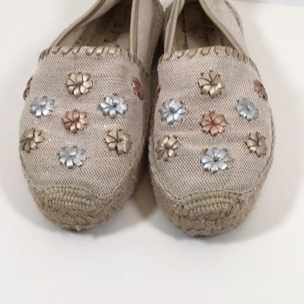 Jack Rogers Palmer Canvas Espadrilles Metallic Size 8